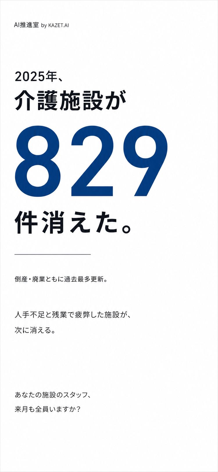 2025年、介護施設が829件消えた